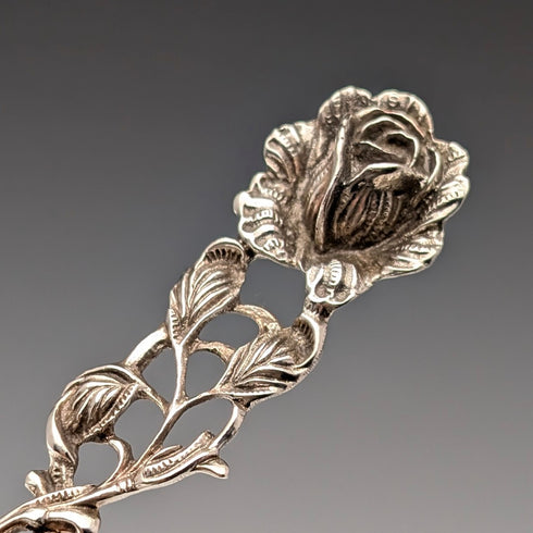 德國復古 835 銀沙漠叉子一對玫瑰雕刻 August Betz